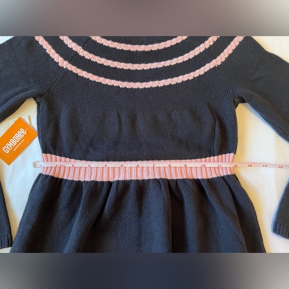 Gymboree Girls Contrast Bow Sweater Dress Size 7 Black Pink NWT - Picture 6 of 8